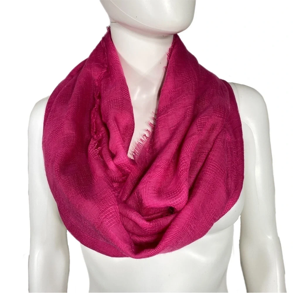 Free Press Hot Pink Frayed Edge Infinity Scarf